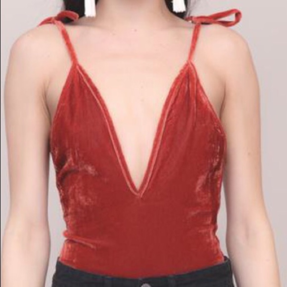 Boho retro velvet burgundy bodysuit
